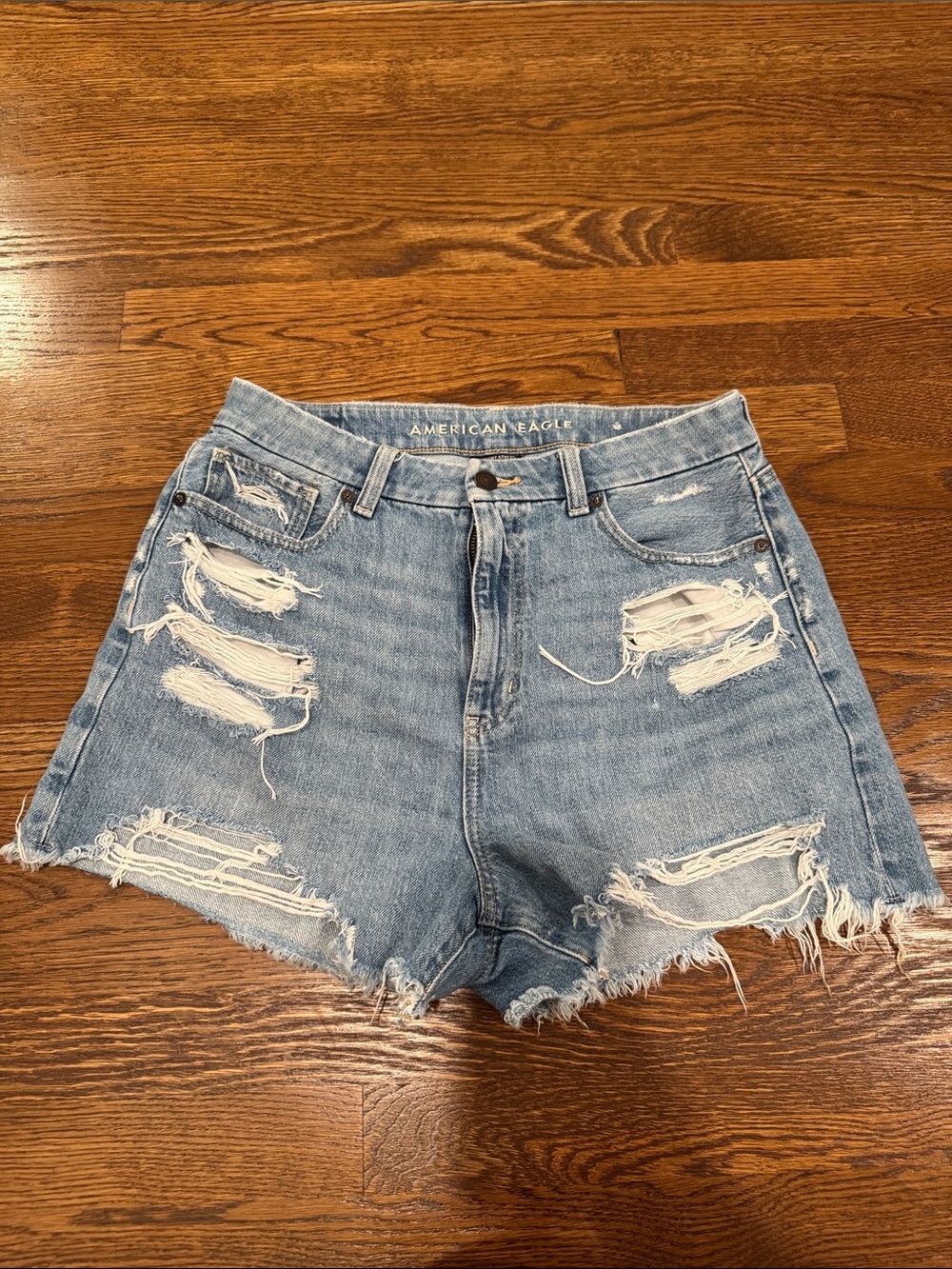 American Eagle Outfitters Light Wash Distressed Denim Shorts